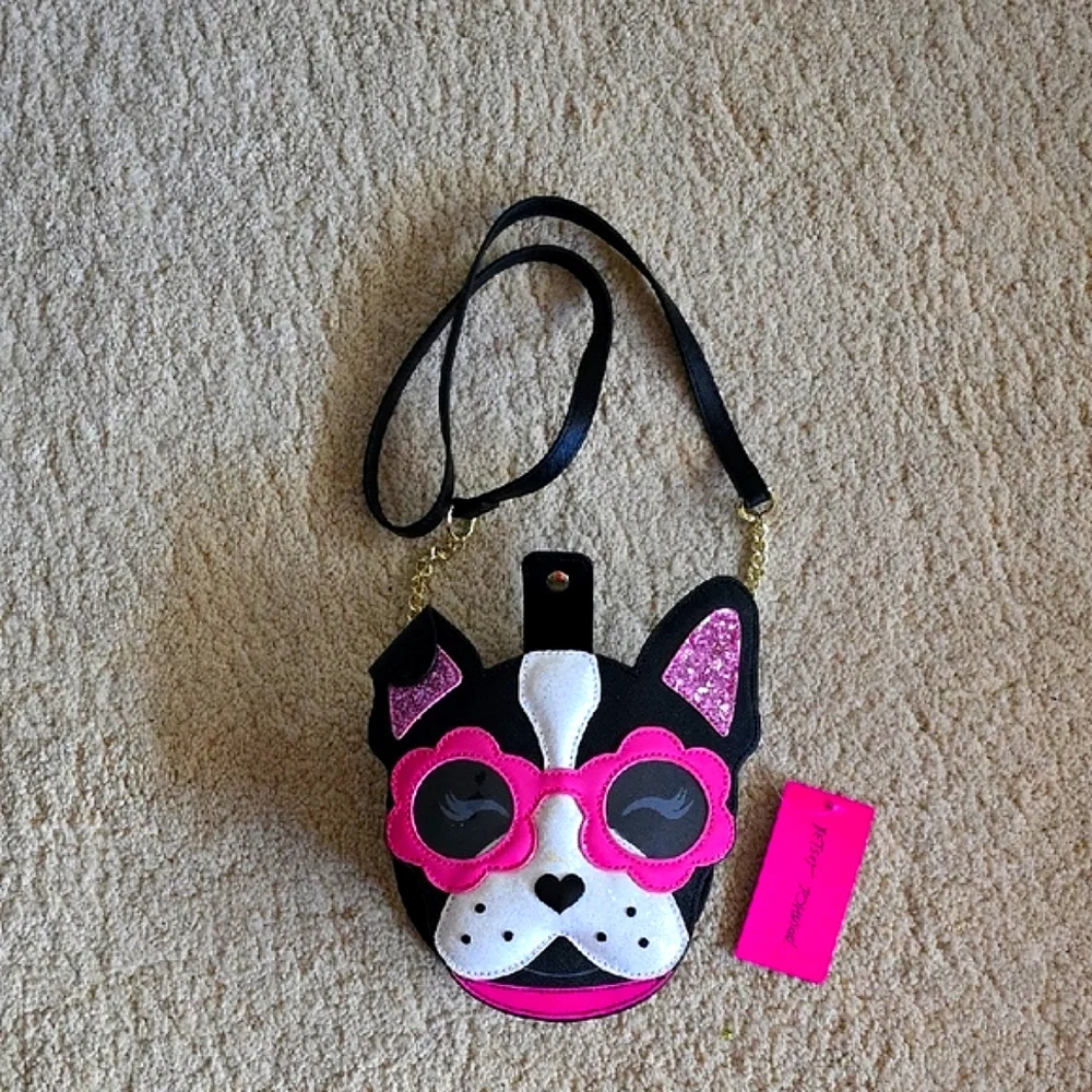 NWT: BETSEY JOHNSON XOXO PUP Crossbody Bag - Black, White, Pink - Picture 1 of 9